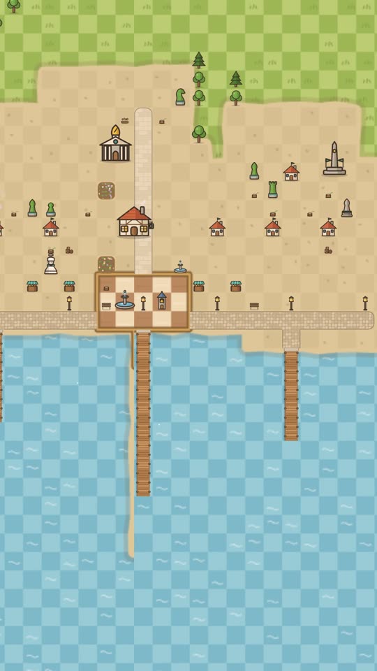 A lakeside harbour town with wooden piers